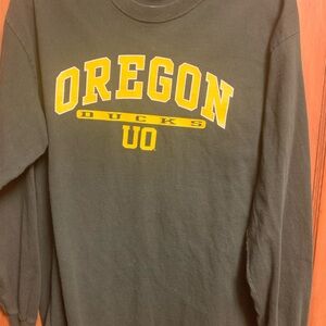 Gildan Black Long Sleeve Tee with Oregon Yellow Print